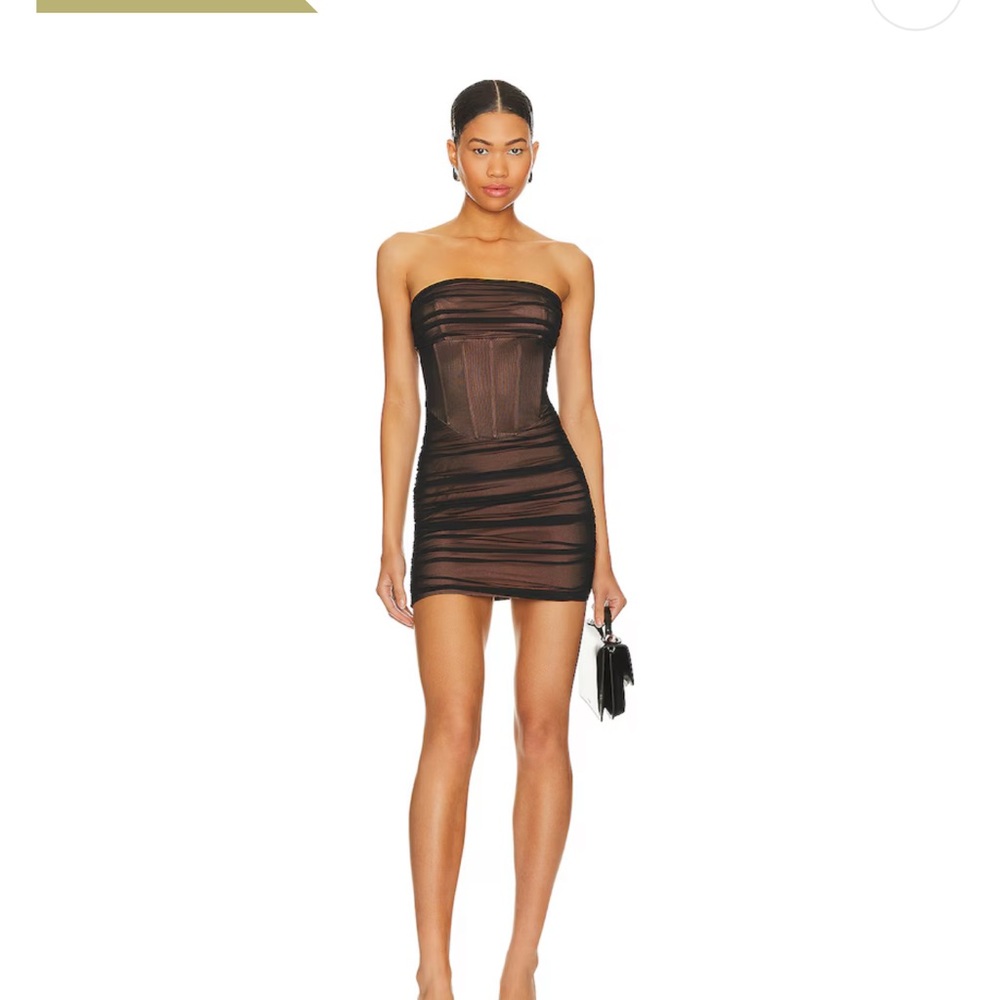 superdown Strapless Black Mesh Dress